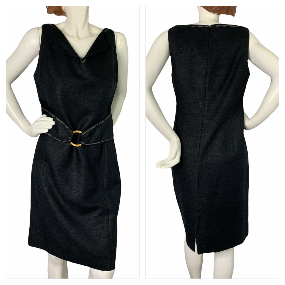 Worth Dress Silk Slub Black Size 10